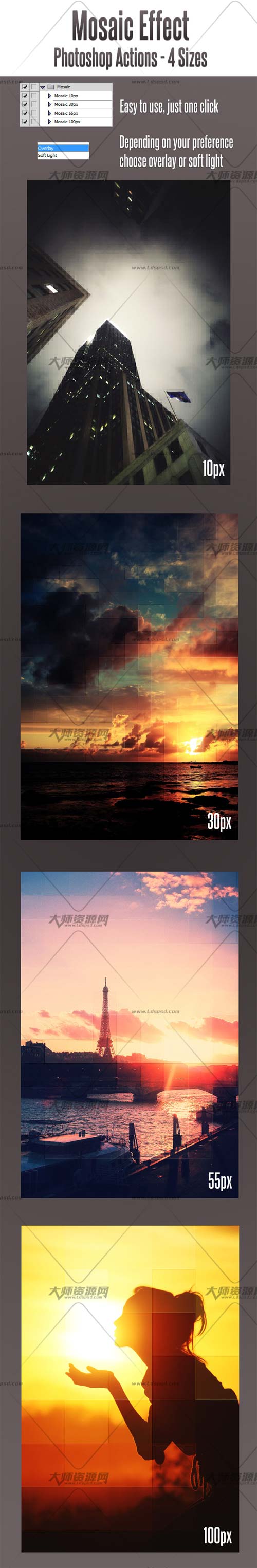 Mosaic Photoshop Action,PS动作－马赛克艺术